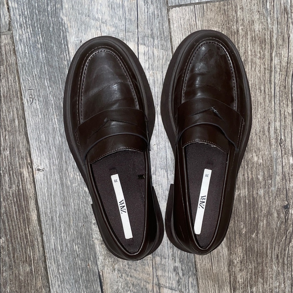 Zara women’s  Dark Brown Slip-On Loafers